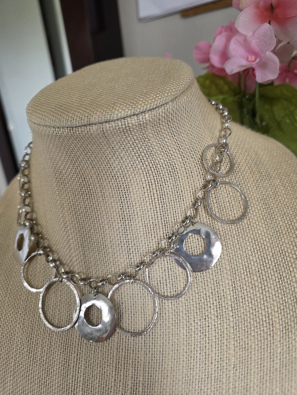 Silpada Sterling Silver  Hammered Circle Ring Necklace N1325